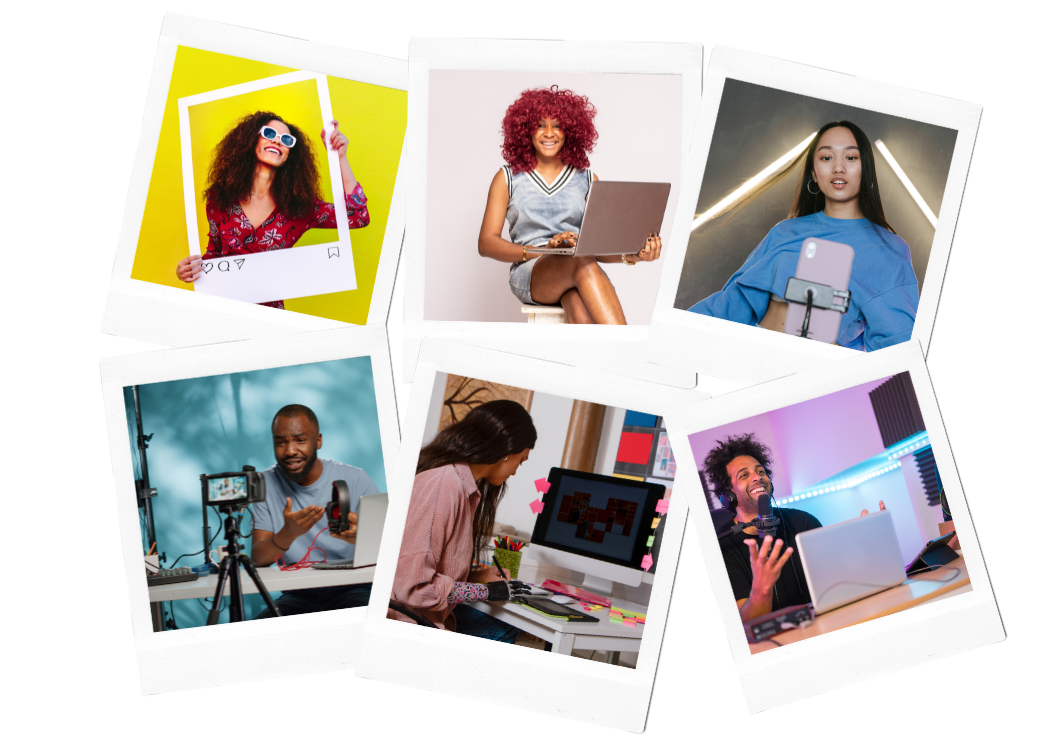 polaroids of diverse tech influencers